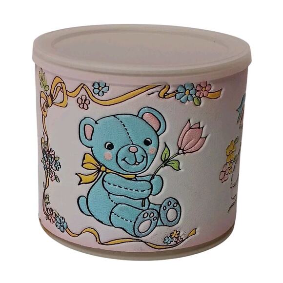 Vintage Faux Leather Storage Can Baby Room Decor Container Teddy Blocks Lid - Picture 2 of 10